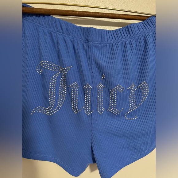 ⭐️3for10⭐️ Juicy Couture Rhinestone Pajama Shorts Button Women’s Large Blue - Picture 2 of 9
